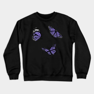 Purple Butterflies Stickers Crewneck Sweatshirt